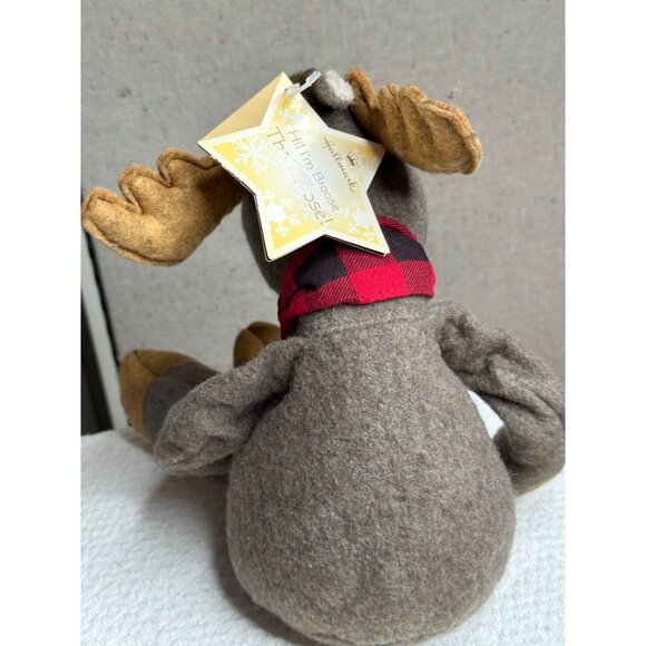 Hallmark Moose Broose Plush Toy Stuffed Animal With Red Plaid Scarf 14" Tall - Picture 2 of 5